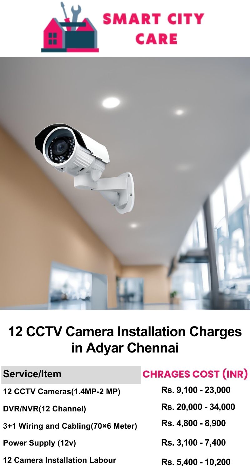 12 CCTV camera installation cost list in  Chennai, Adyar