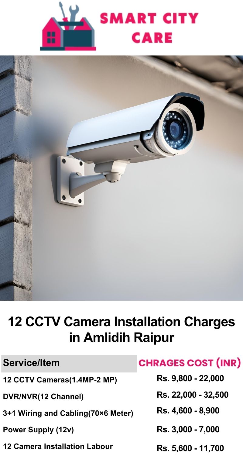 12 CCTV camera installation cost list in  Raipur, Amlidih