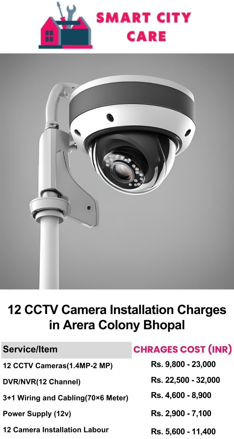 12 CCTV camera installation cost list in  Bhopal, Arera Colony