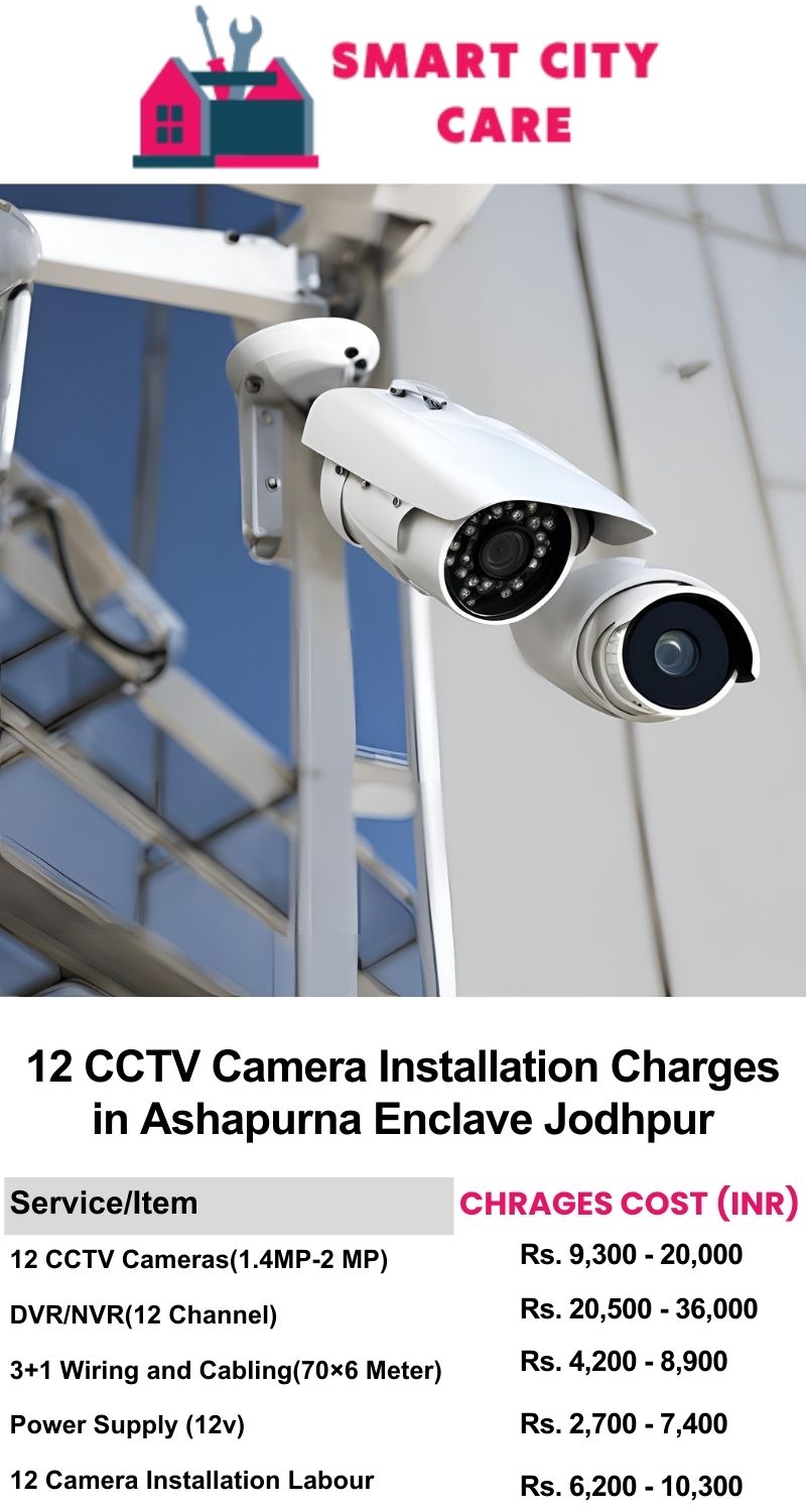 12 CCTV camera installation cost list in  Jodhpur, Ashapurna Enclave