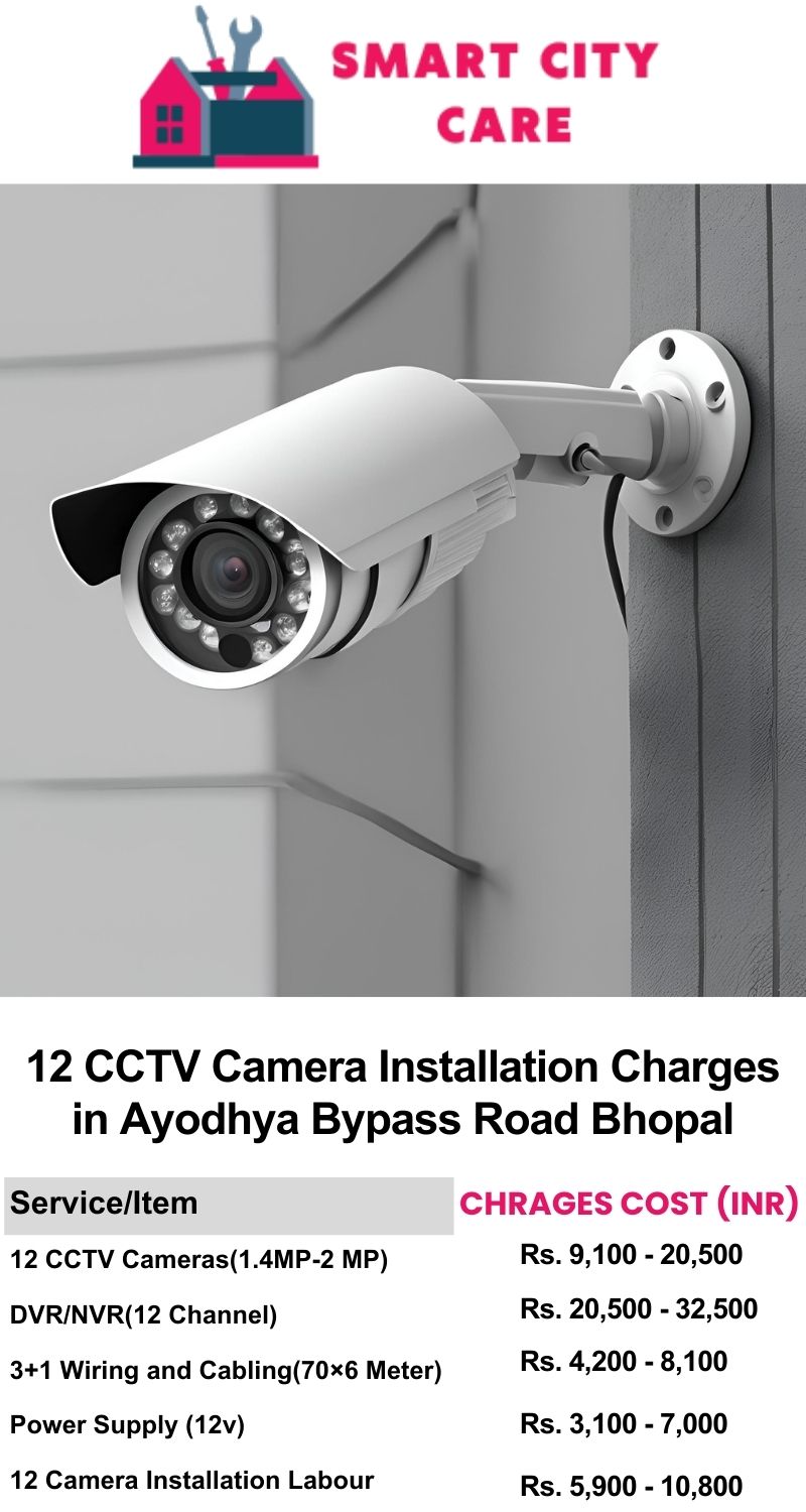 12 CCTV camera installation cost list in  Bhopal, Ayodhya Bypass Road