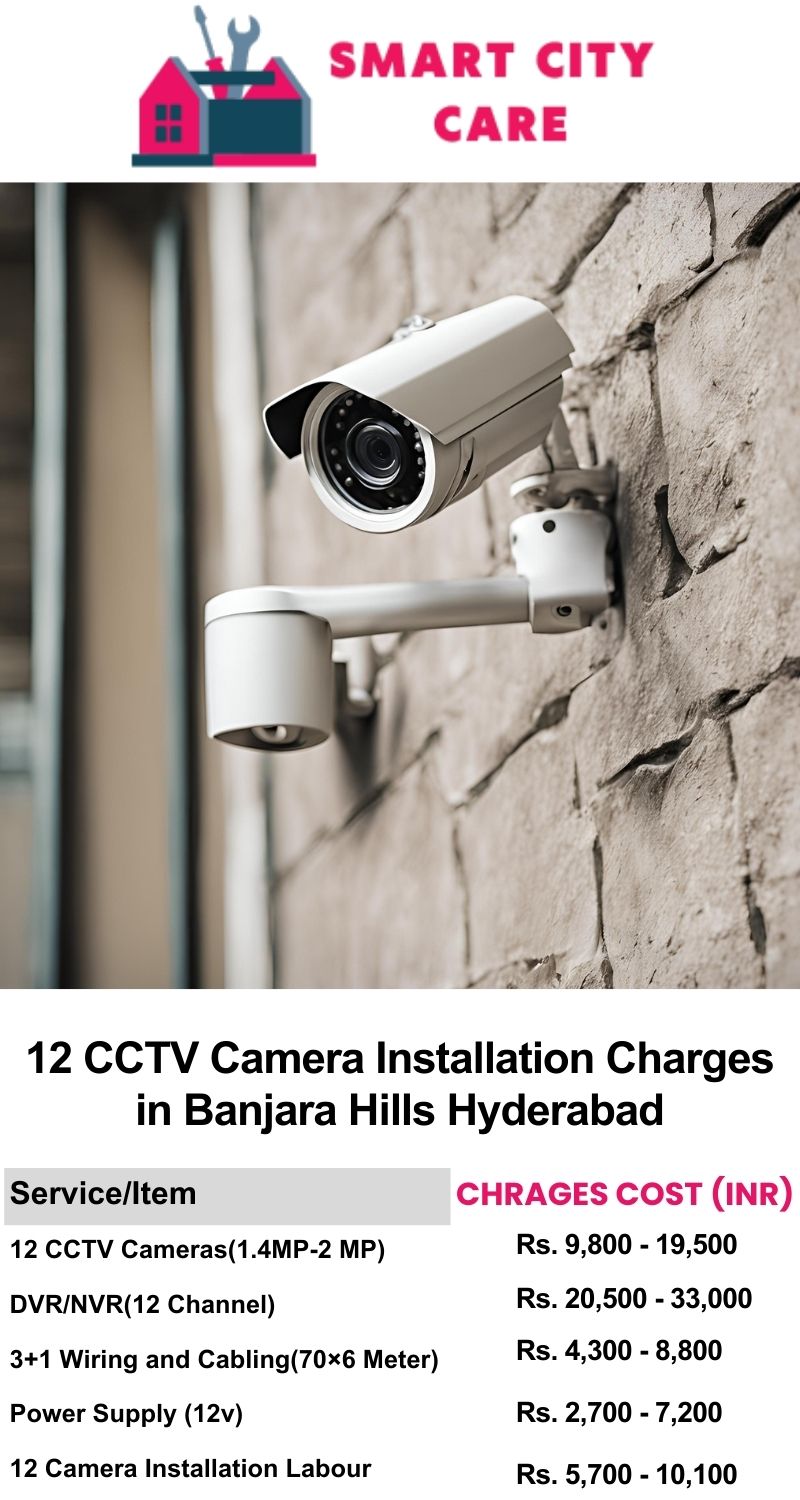 12 CCTV camera installation cost list in  Hyderabad, Banjara Hills