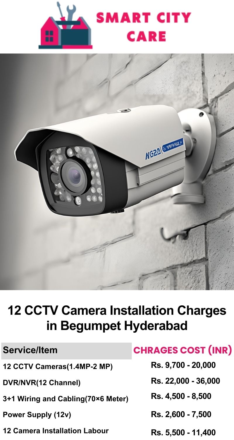 12 CCTV camera installation cost list in  Hyderabad, Begumpet