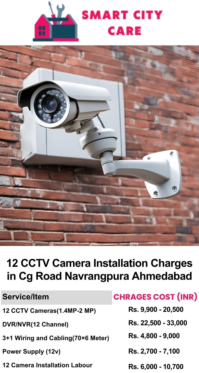 12 CCTV camera installation cost list in  Ahmedabad, CG Road, Navrangpura