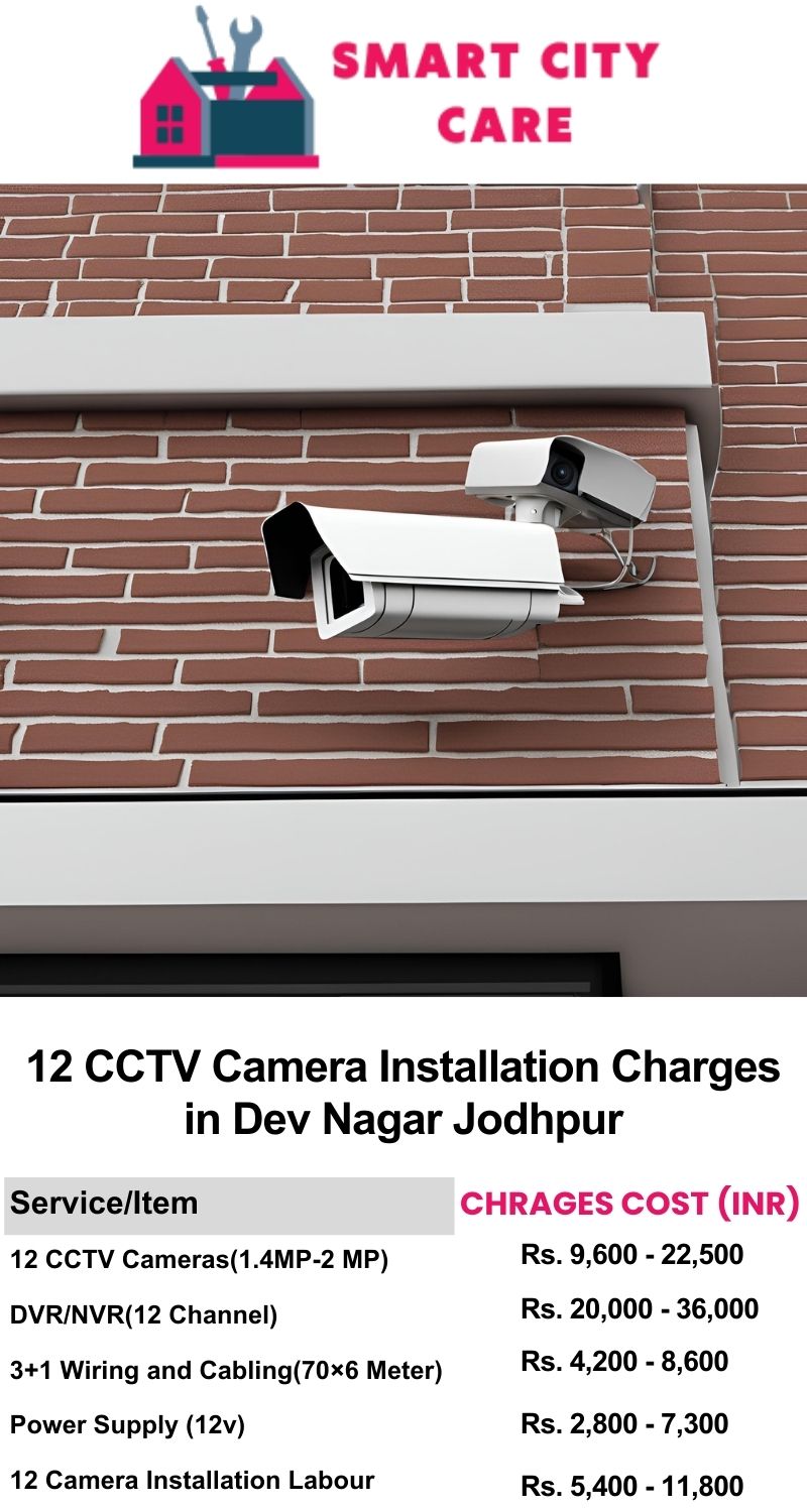 12 CCTV camera installation cost list in  Jodhpur, Dev Nagar