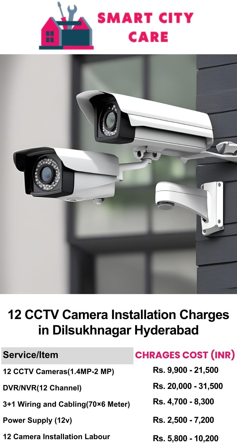 12 CCTV camera installation cost list in  Hyderabad, Dilsukhnagar