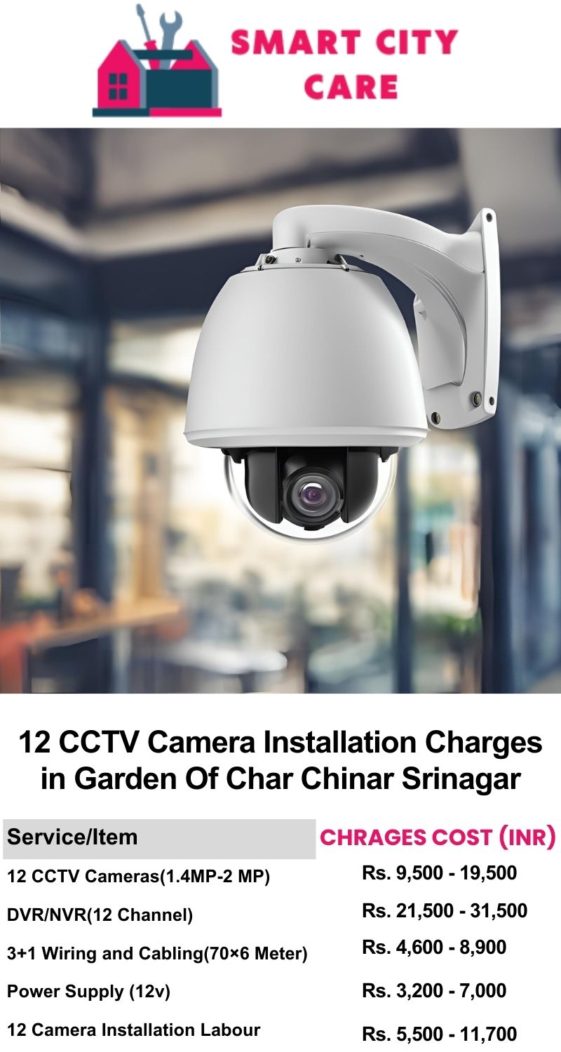 12 CCTV camera installation cost list in  Srinagar, Garden Of Char Chinar