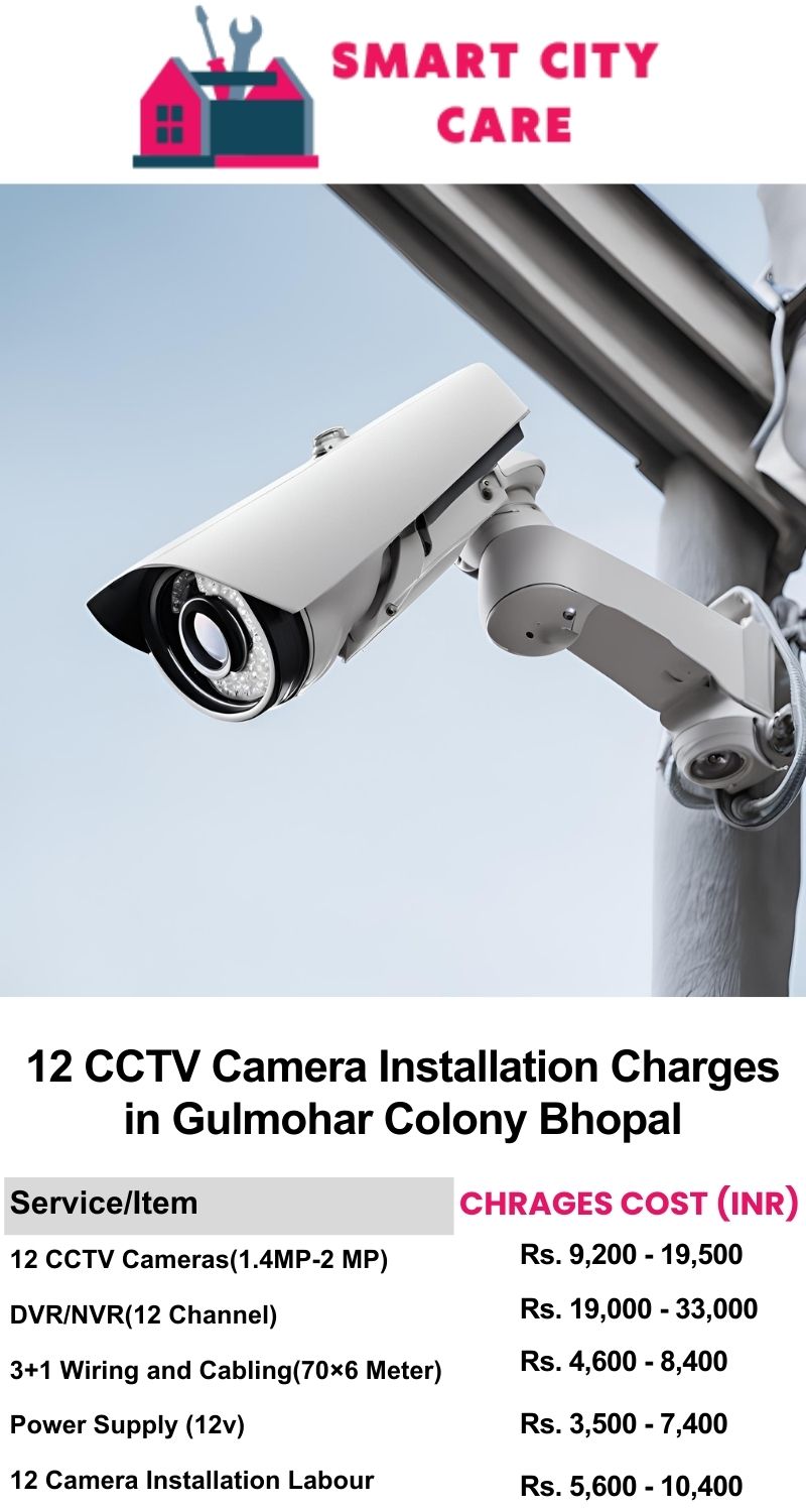 12 CCTV camera installation cost list in  Bhopal, Gulmohar Colony