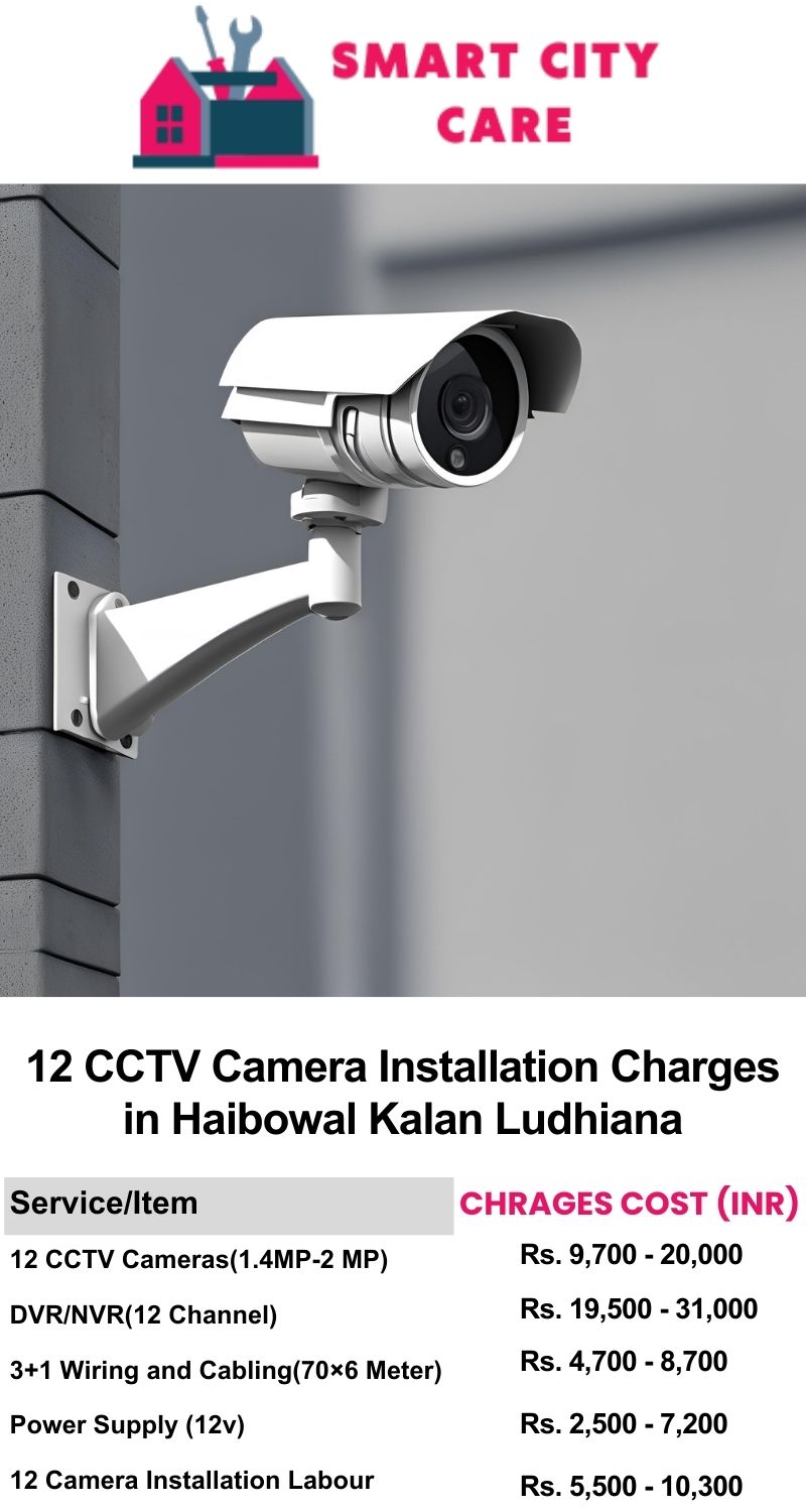 12 CCTV camera installation cost list in  Ludhiana, Haibowal Kalan