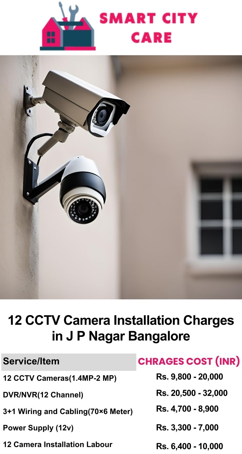 12 CCTV camera installation cost list in  Bangalore, J. P. Nagar