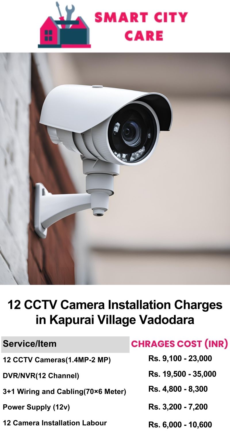 12 CCTV camera installation cost list in  Vadodara, Kapurai Village