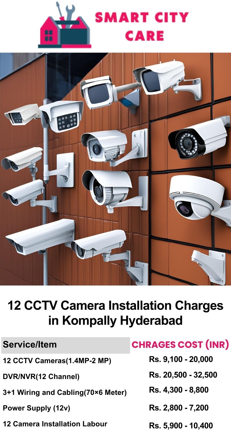 12 CCTV camera installation cost list in  Hyderabad, Kompally