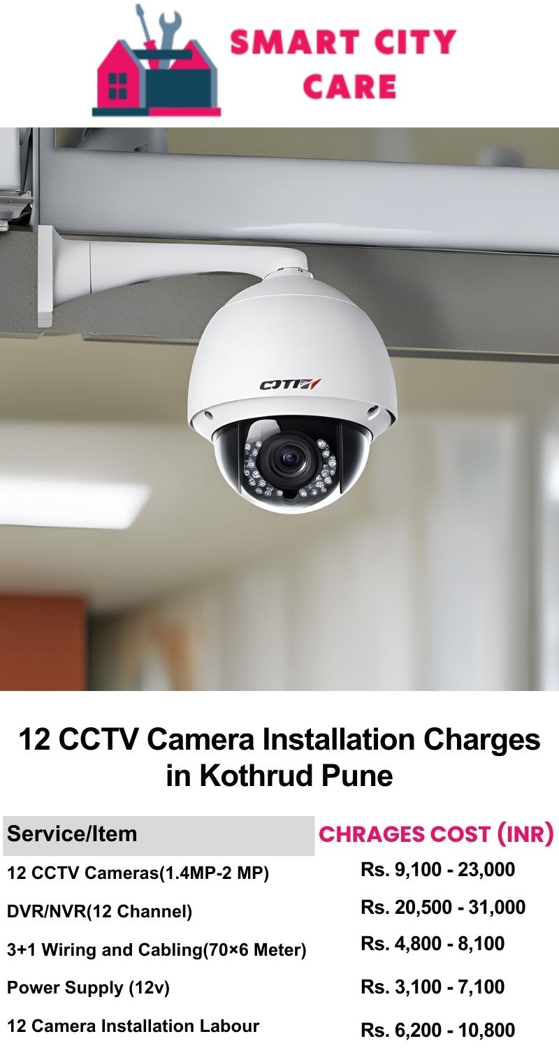 12 CCTV camera installation cost list in  Pune, Kothrud