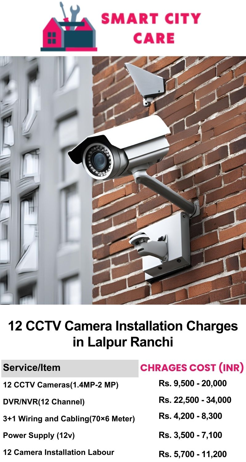 12 CCTV camera installation cost list in  Ranchi, Lalpur