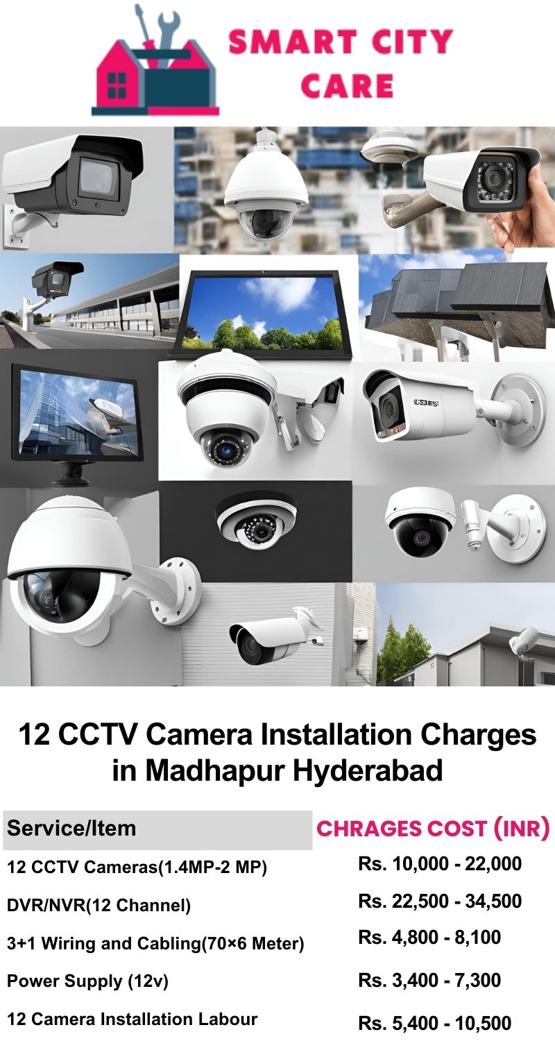 12 CCTV camera installation cost list in  Hyderabad, Madhapur