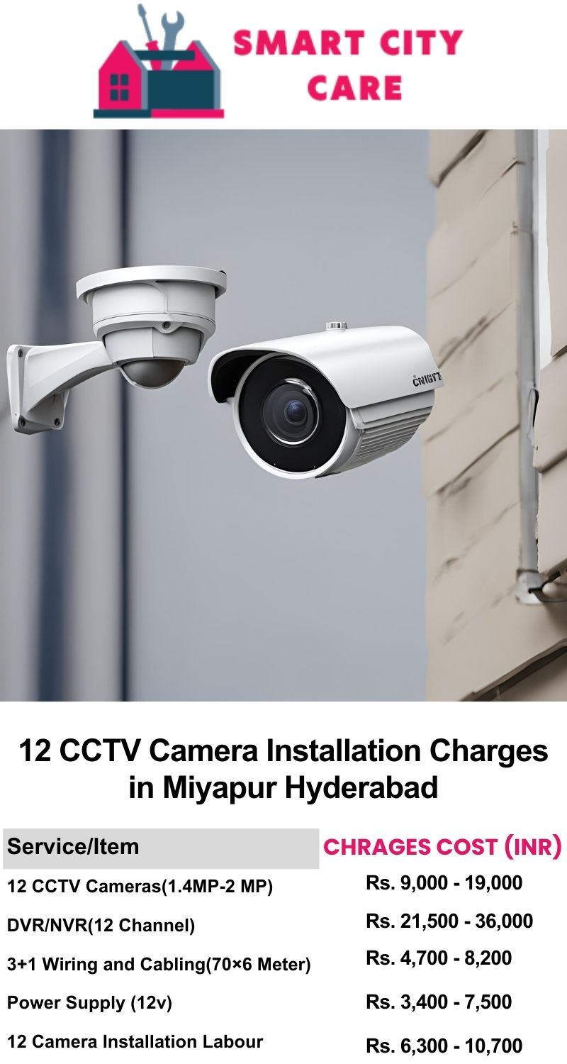 12 CCTV camera installation cost list in  Hyderabad, Miyapur