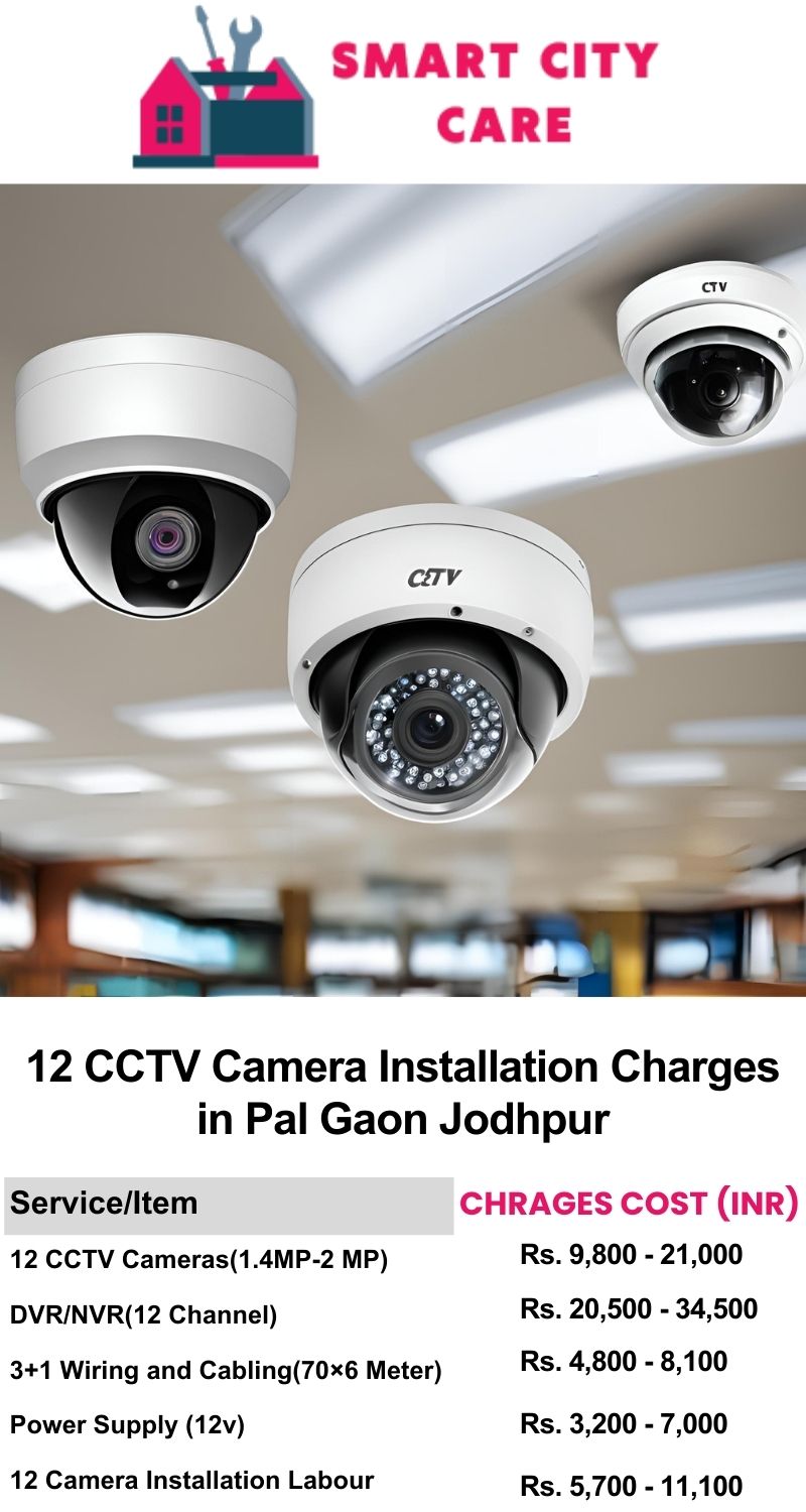 12 CCTV camera installation cost list in  Jodhpur, Pal Gaon