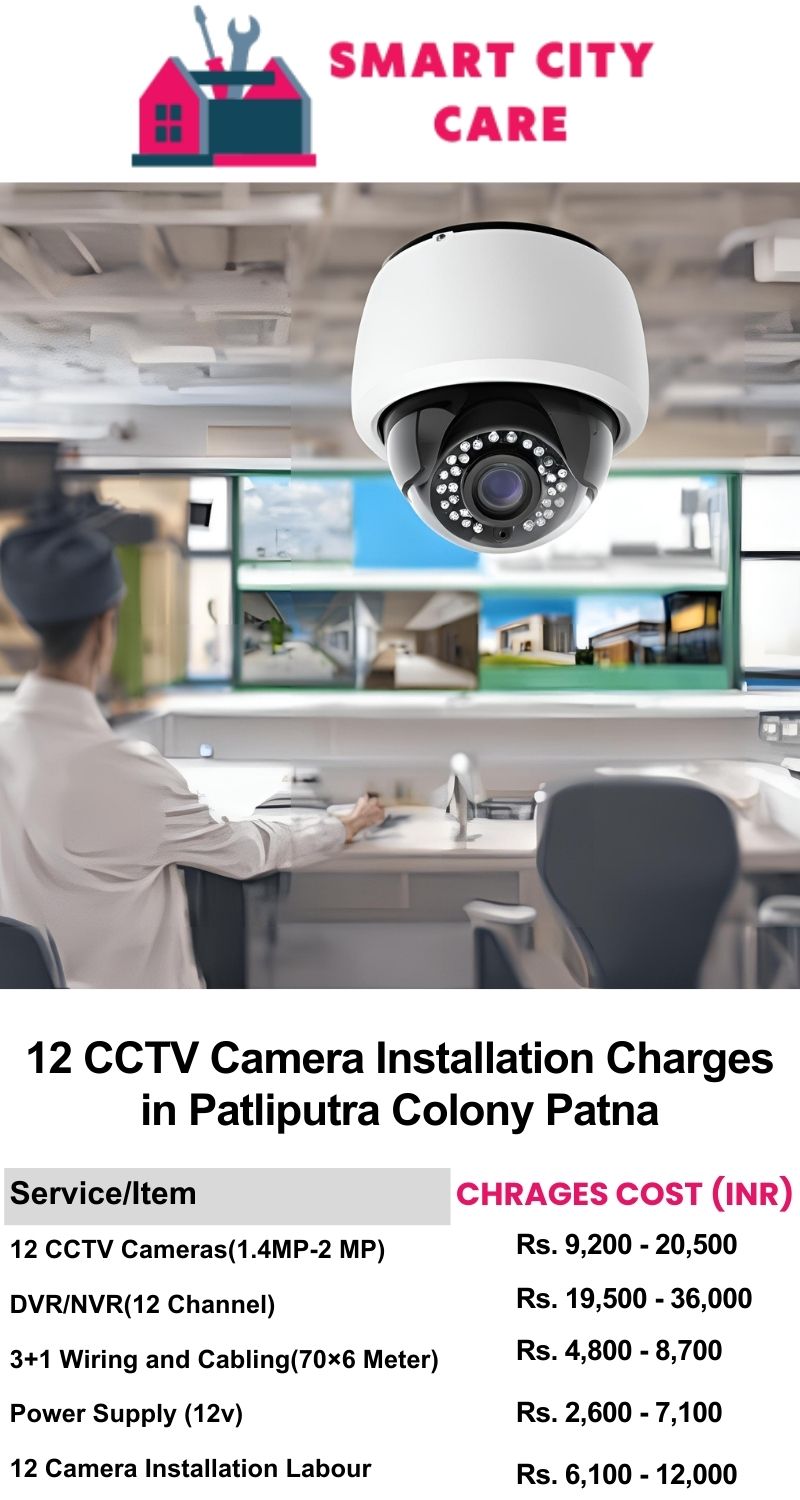 12 CCTV camera installation cost list in  Patna, Patliputra Colony