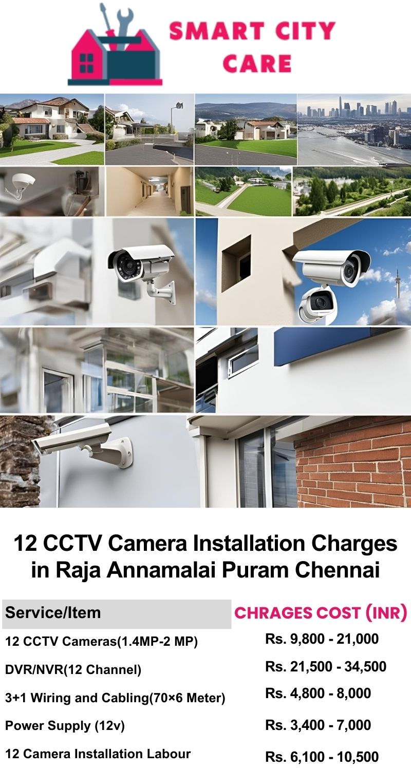 12 CCTV camera installation cost list in  Chennai, Raja Annamalai Puram