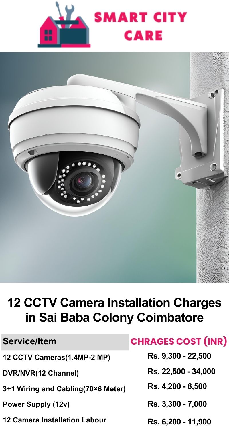 12 CCTV camera installation cost list in  Coimbatore, Sai Baba Colony