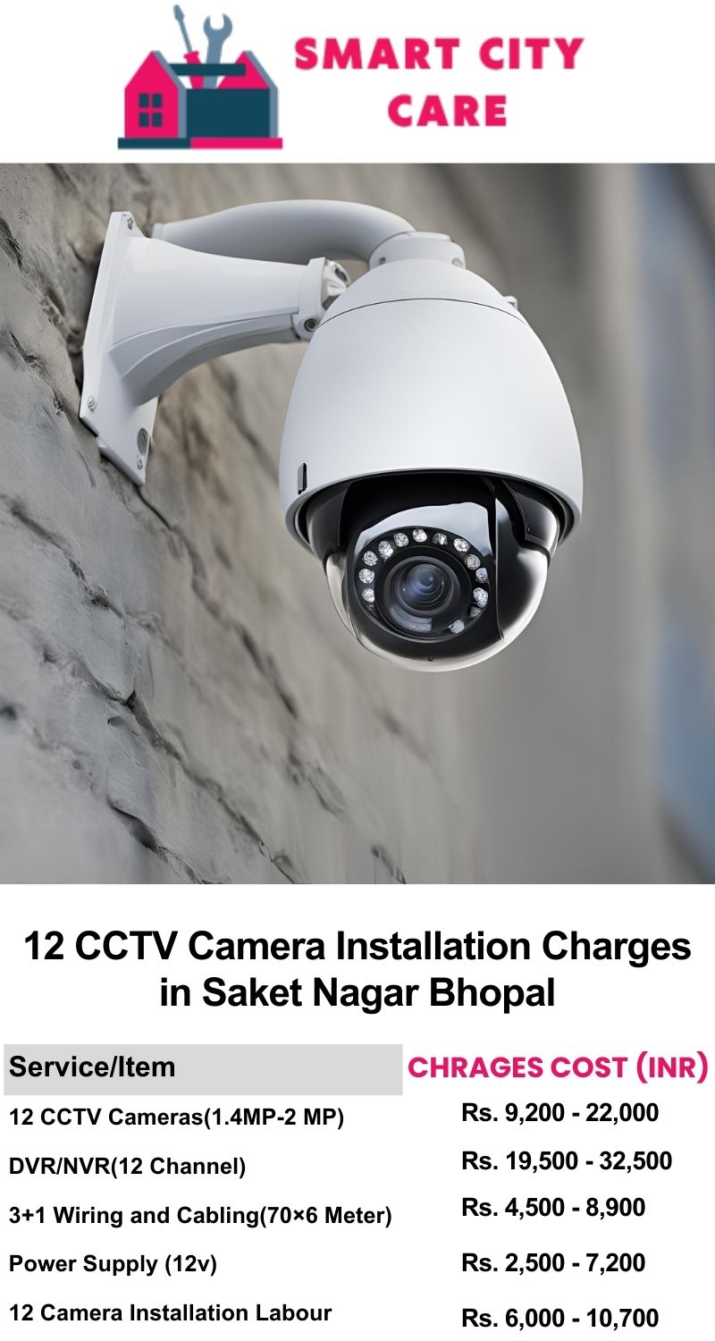 12 CCTV camera installation cost list in  Bhopal, Saket Nagar