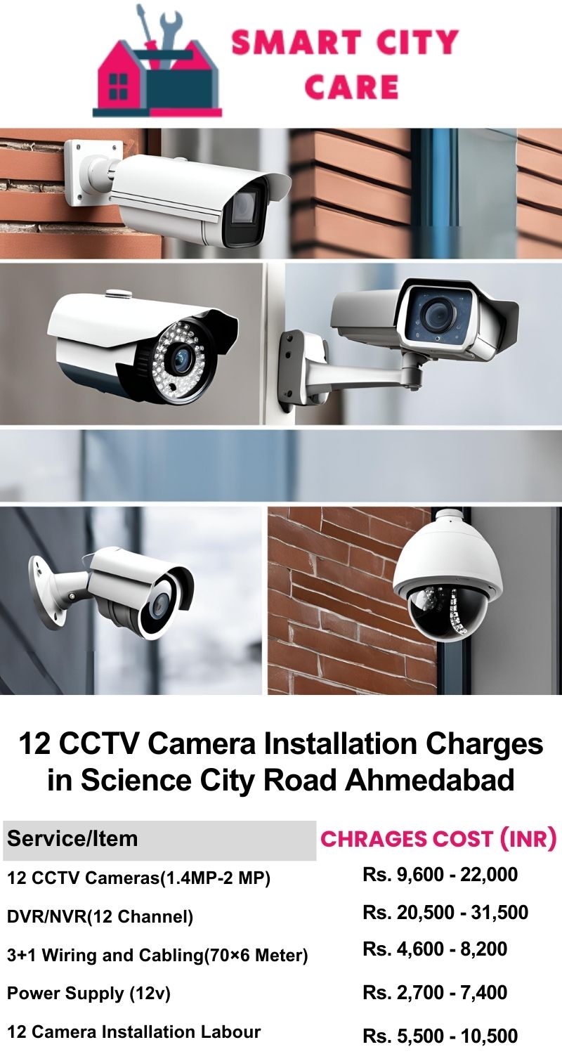 12 CCTV camera installation cost list in  Ahmedabad, Science City Road