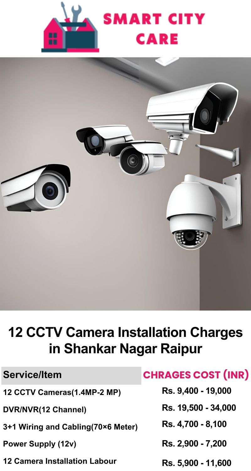 12 CCTV camera installation cost list in  Raipur, Shankar Nagar