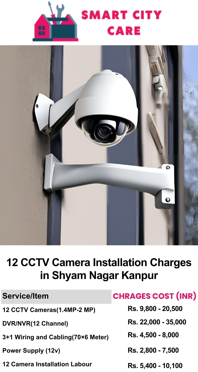 12 CCTV camera installation cost list in  Kanpur, Shyam Nagar