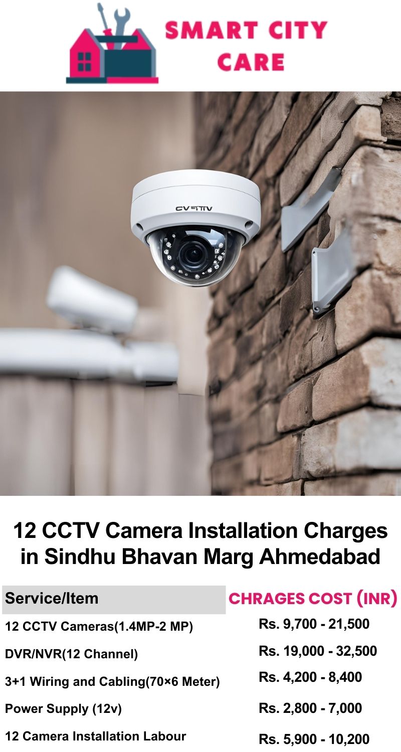 12 CCTV camera installation cost in Sindhu Bhavan Marg