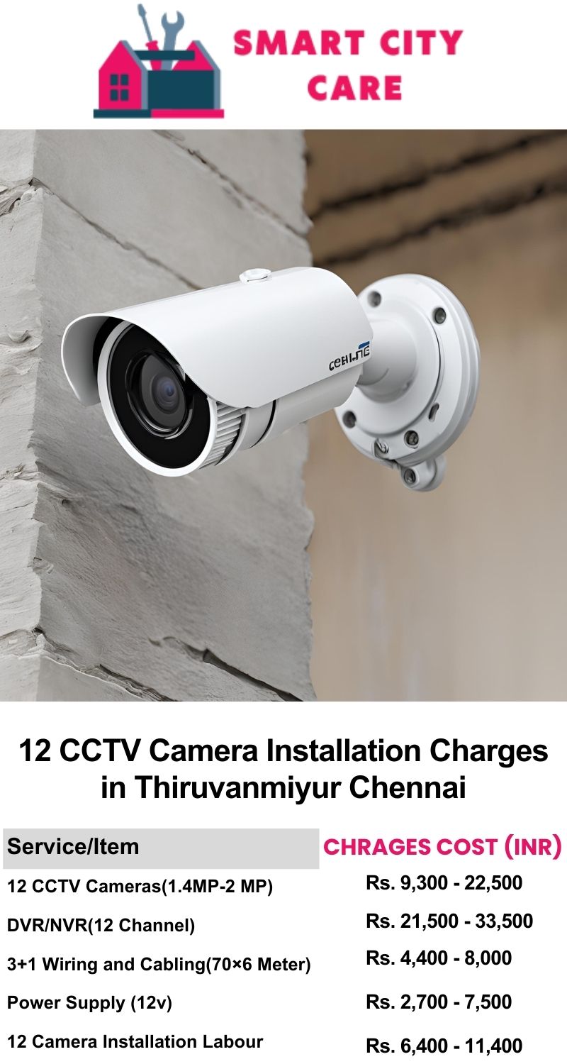 12 CCTV camera installation cost list in  Chennai, Thiruvanmiyur