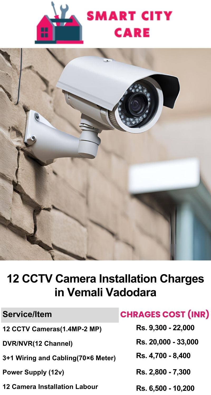 12 CCTV camera installation cost list in  Vadodara, Vemali