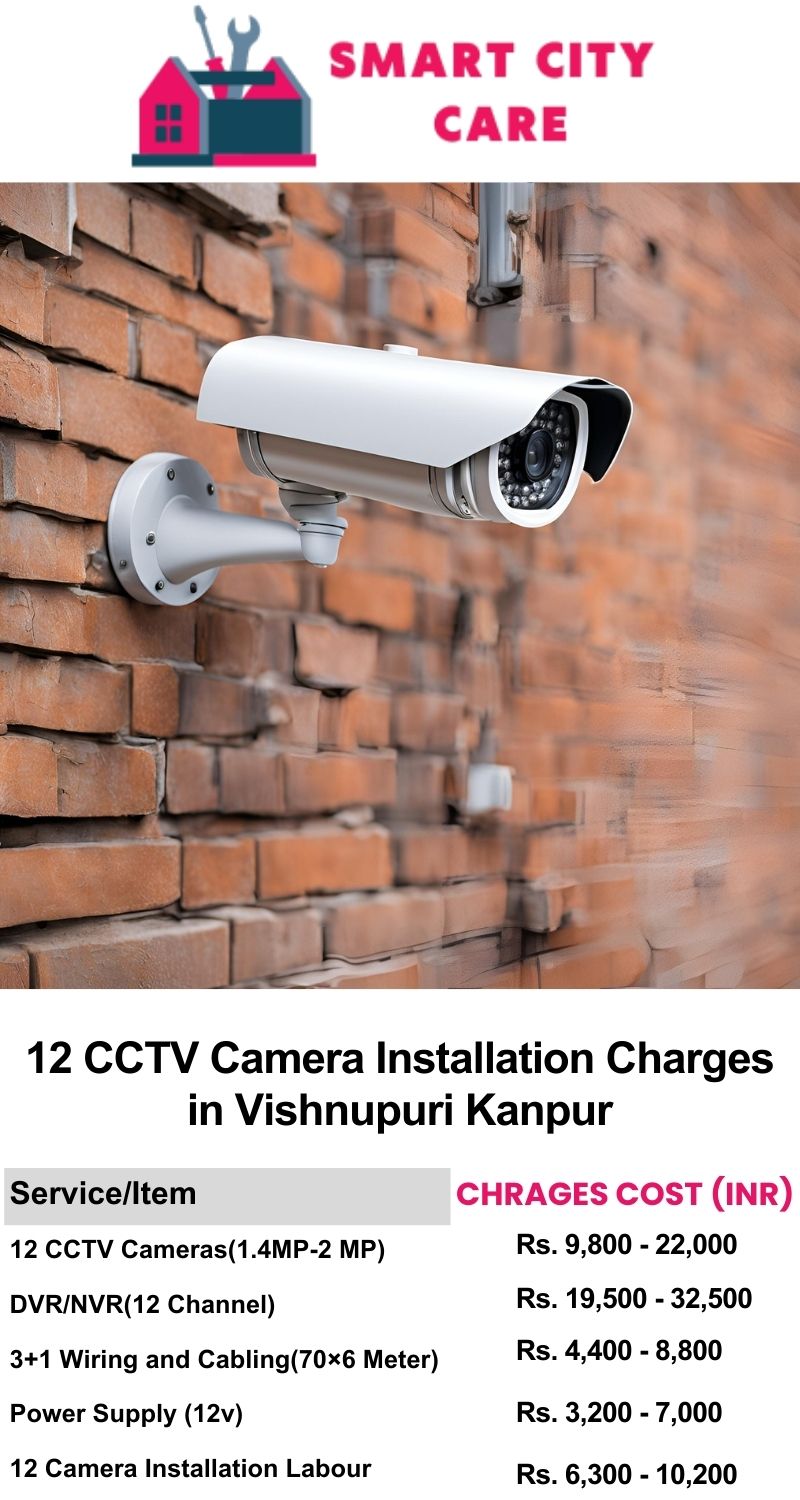 12 CCTV camera installation cost list in  Kanpur, Vishnupuri