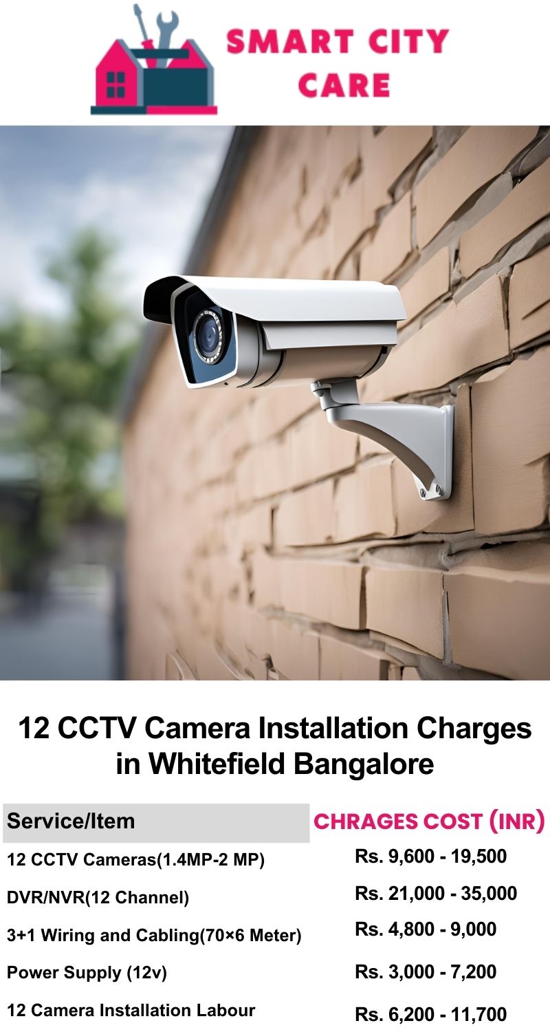 12 CCTV camera installation cost list in  Bangalore, Whitefield