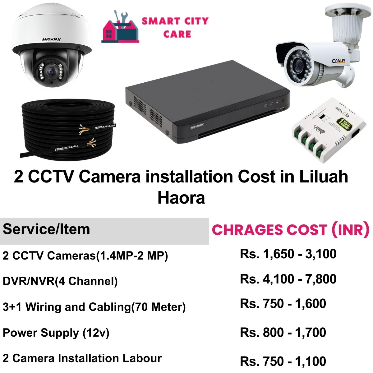 2 CCTV camera installation cost list in  Haora, Liluah