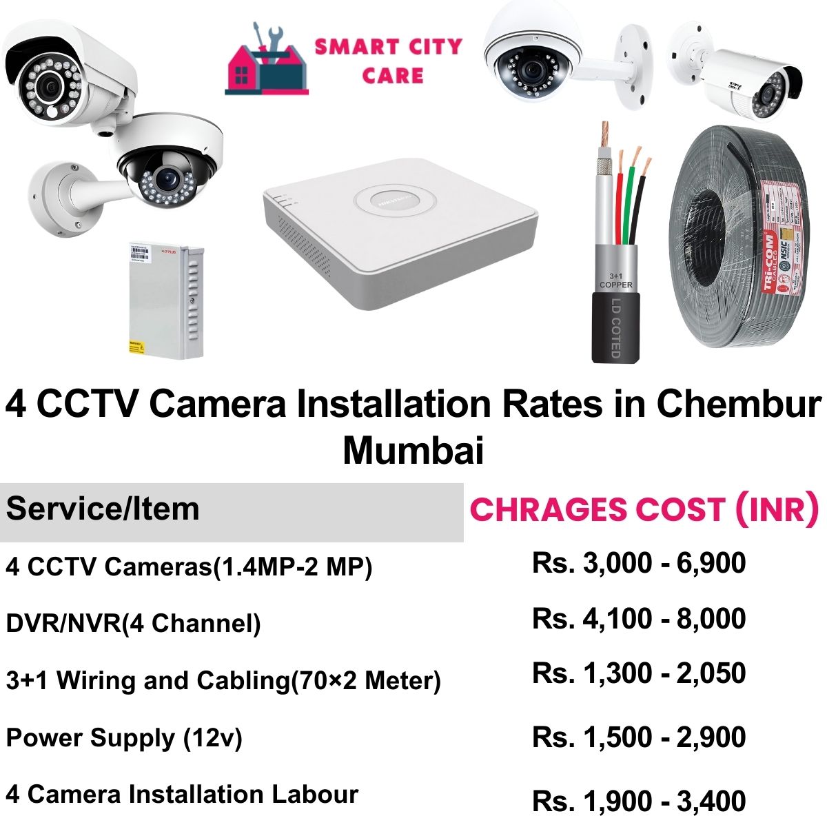 4 CCTV camera installation cost list in  Mumbai, Chembur