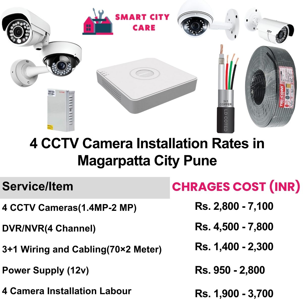 4 CCTV camera installation cost list in  Pune, Magarpatta City