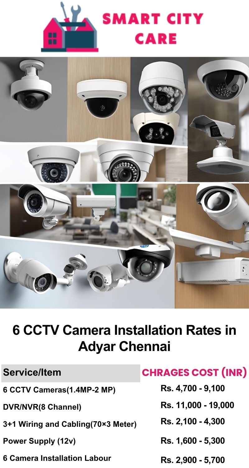 6 CCTV camera installation cost list in  Chennai, Adyar