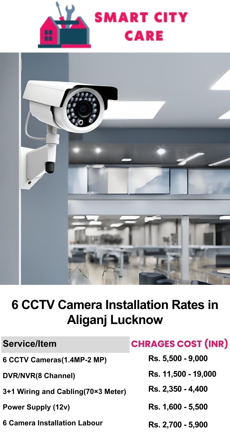 6 CCTV camera installation cost list in  Lucknow, Aliganj