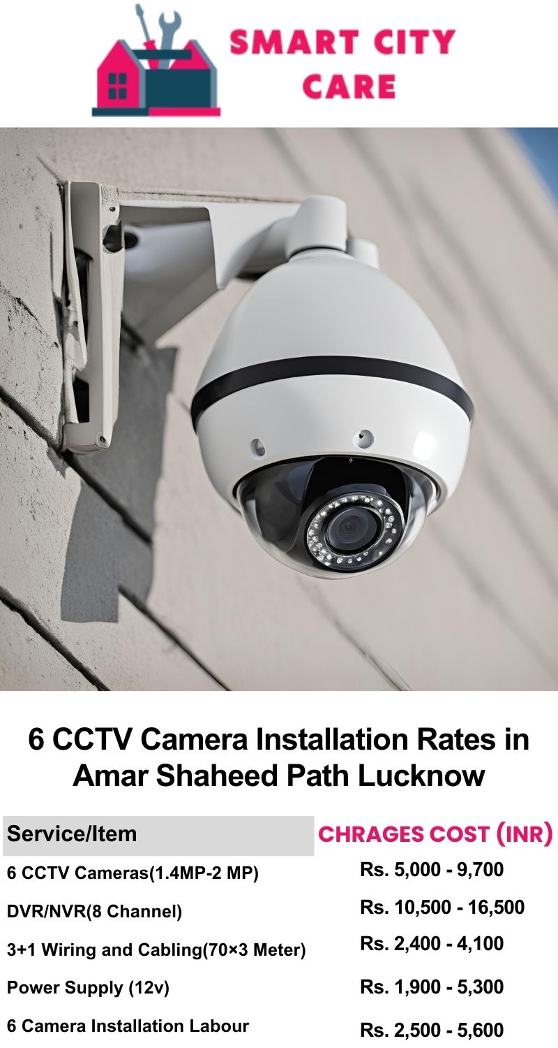 6 CCTV camera installation cost list in  Lucknow, Amar Shaheed Path