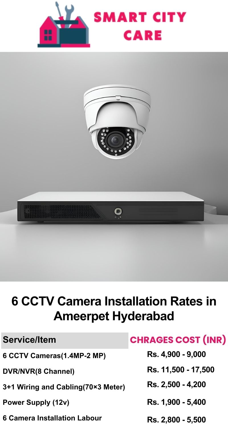 6 CCTV camera installation cost list in  Hyderabad, Ameerpet