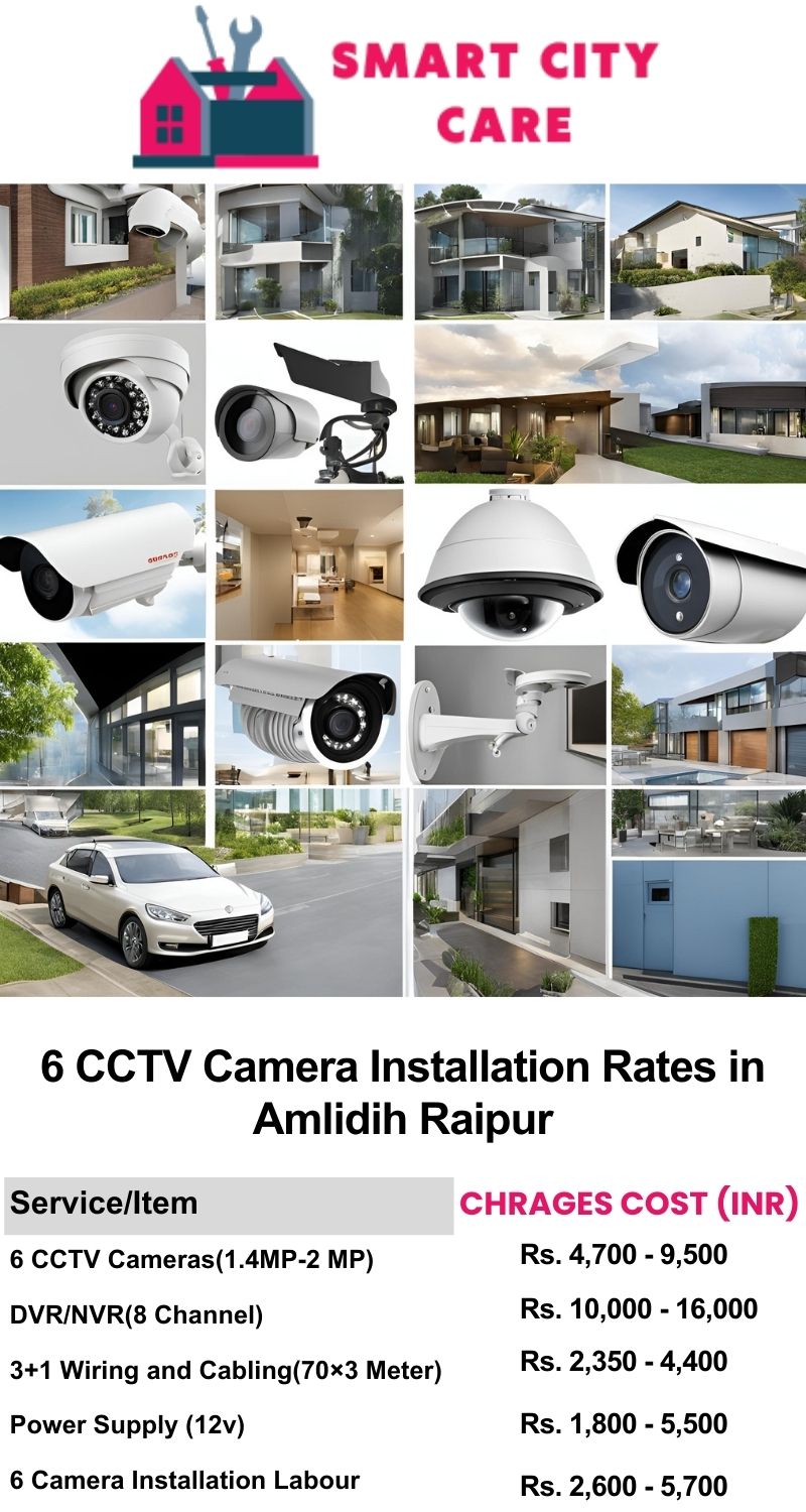 6 CCTV camera installation cost list in  Raipur, Amlidih