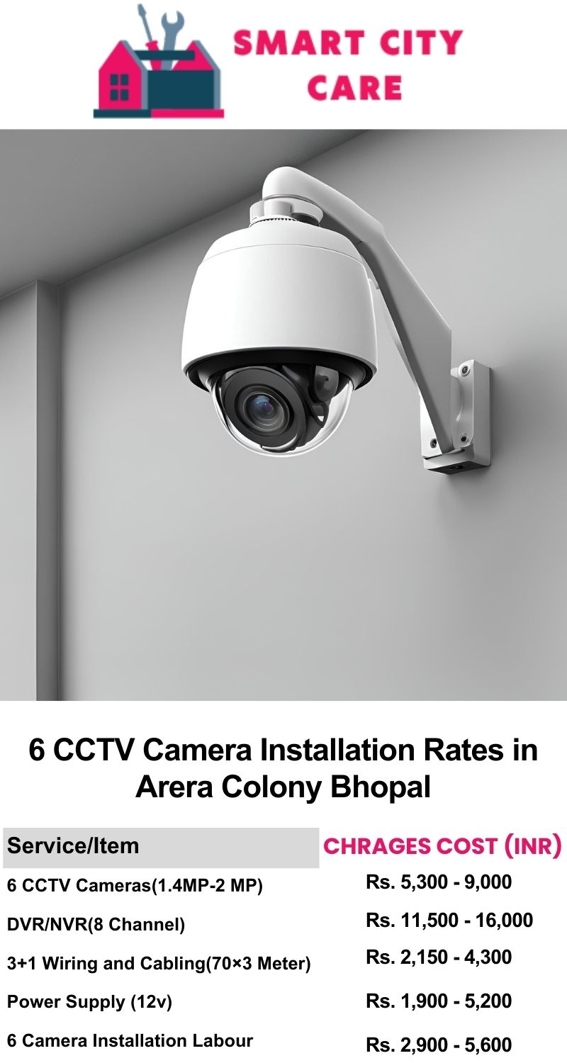 6 CCTV camera installation cost list in  Bhopal, Arera Colony