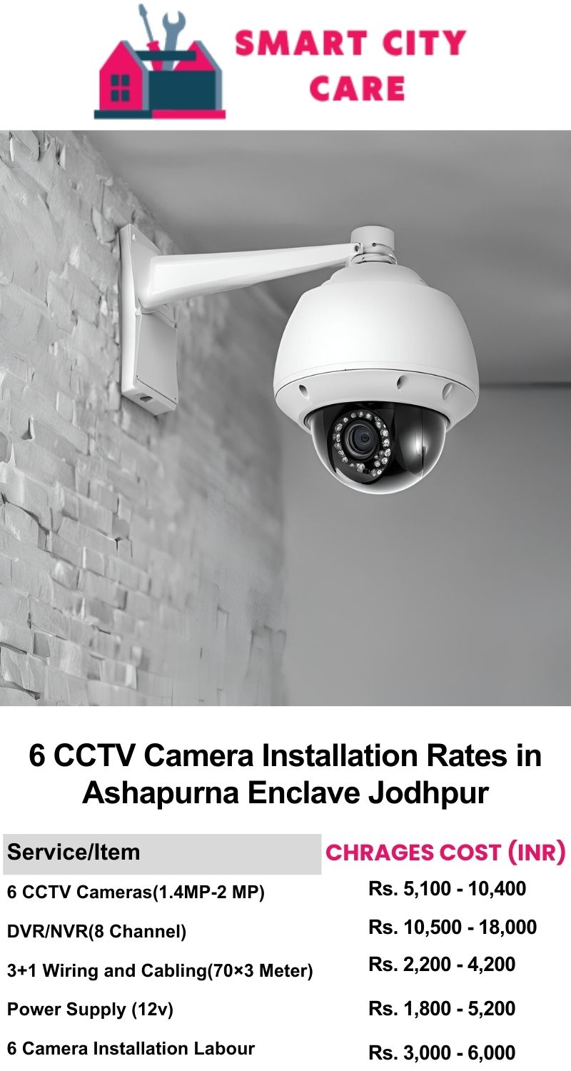 6 CCTV camera installation cost list in  Jodhpur, Ashapurna Enclave