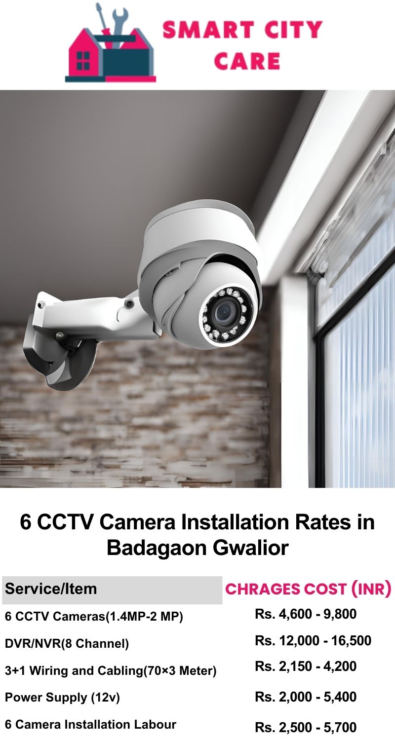 6 CCTV camera installation cost list in  Gwalior, Badagaon