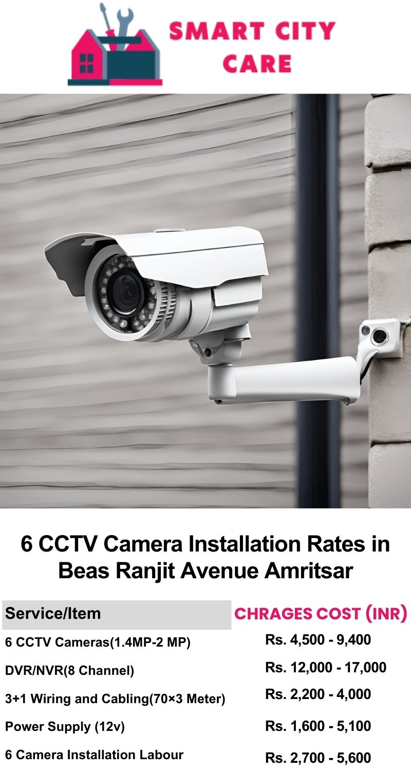 6 CCTV camera installation cost list in  Amritsar, Beas, Ranjit Avenue