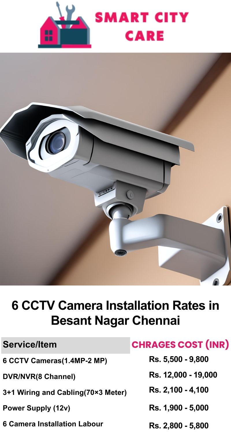 6 CCTV camera installation cost list in  Chennai, Besant Nagar