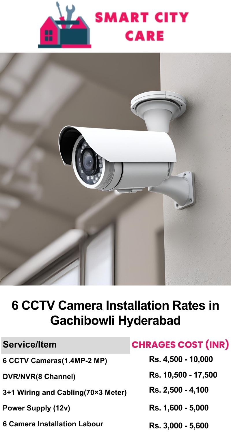 6 CCTV camera installation cost list in  Hyderabad, Gachibowli