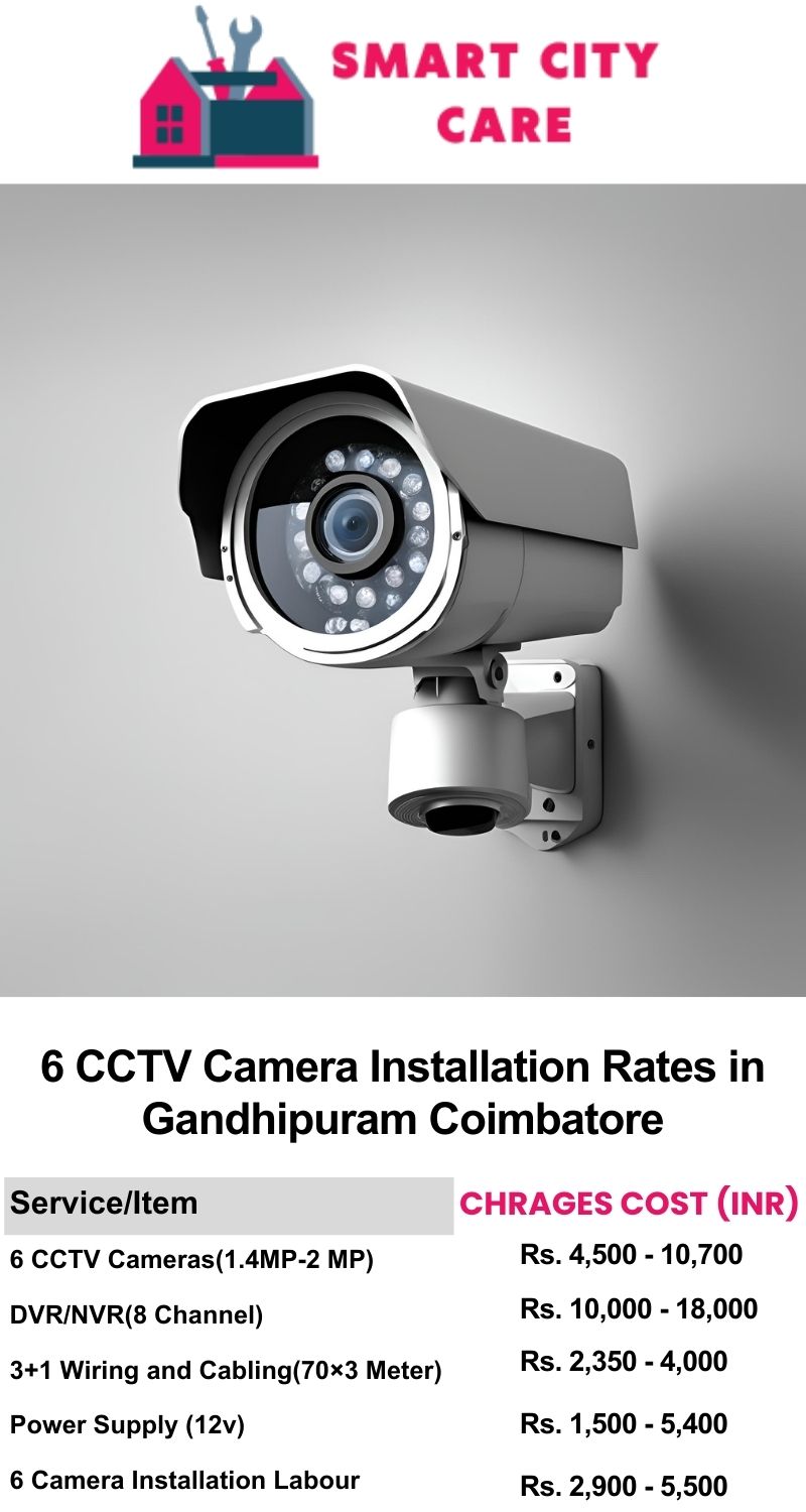 6 CCTV camera installation cost list in  Coimbatore, Gandhipuram