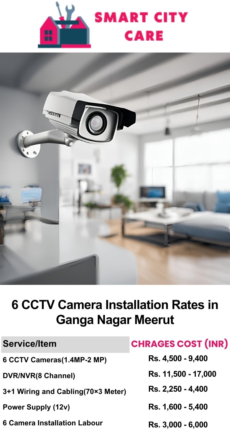 6 CCTV camera installation cost list in Meerut, Ganga Nagar