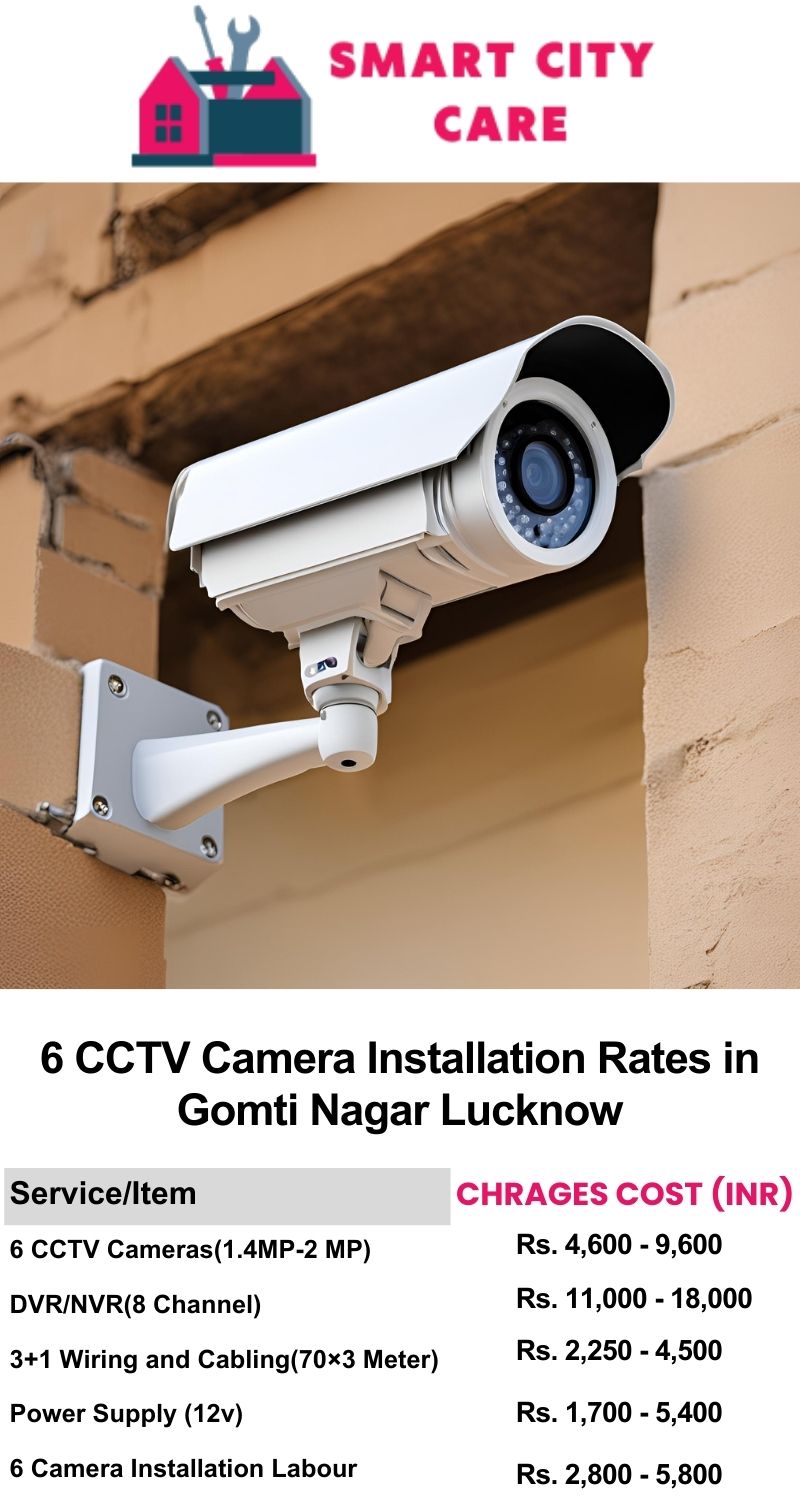 6 CCTV camera installation cost list in  Lucknow, Gomti Nagar